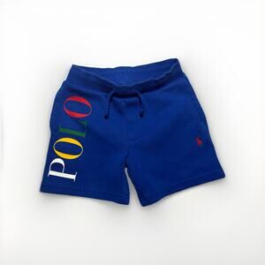 Polo Ralph Lauren Boys 3T Blue Logo Double Knit Shorts Cotton Blend